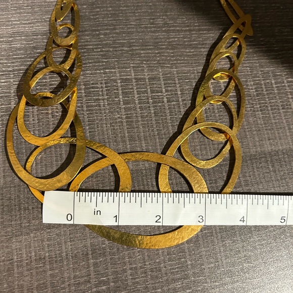 Herve Van Der Straeten Hammered Links Gold Plated Brass Necklace - Picture 6 of 7